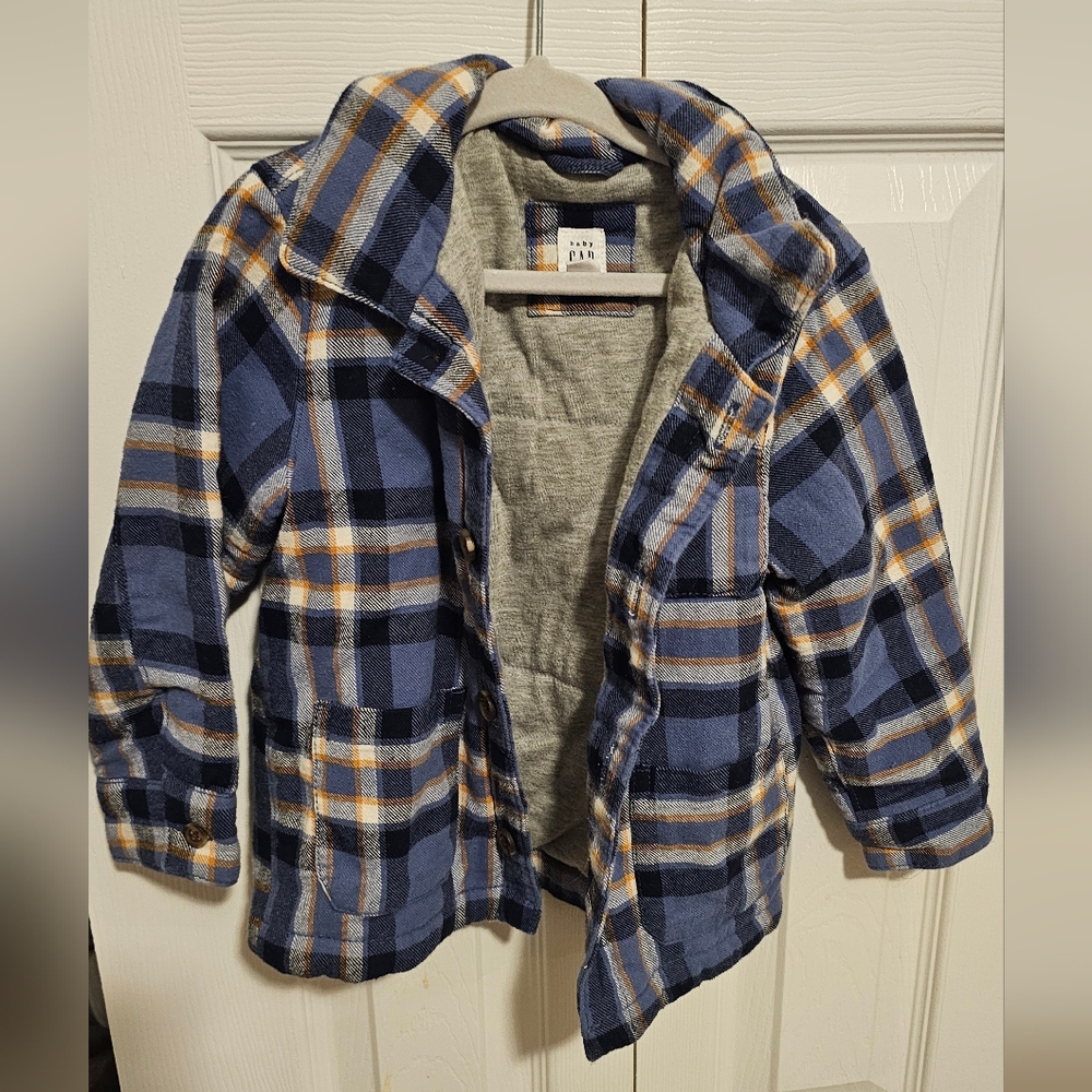 Blue Plaid Fleece-Lined Jacket GAP